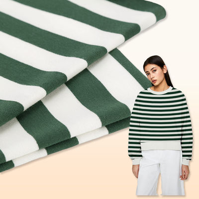 Ελαστικό Twill υφάσματος βαμβακιού Lycra ριγωτό πράσινο και άσπρο υλικό τεντωμάτων