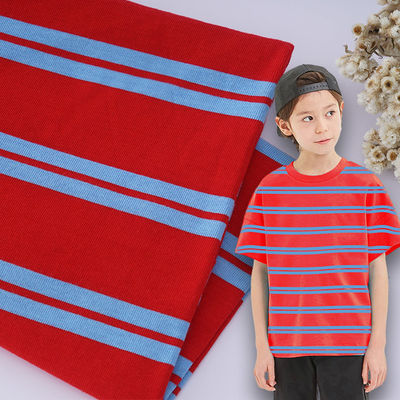Φιλικό προς το δέρμα βαμβάκι T-shirt ύφασμα 40S διπλή κλωστή ριγέ Jersey υφή