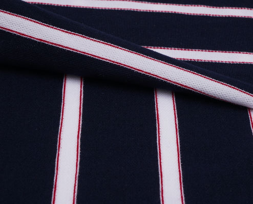 Καλή τιμή. Αναπνευστικό και άνετο και εύθραυστο και ανθεκτικό στην φθορά ραβδωτό πλεκτό ύφασμα για μπλουζάκι πόλο σε απευθείας σύνδεση