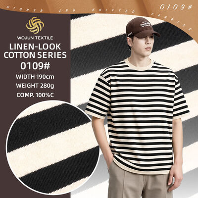 Καλή τιμή. Σειρά Dry-Touch: 100% βαμβάκι Λινάδα-Feel Striped πλεκτό ύφασμα σε απευθείας σύνδεση