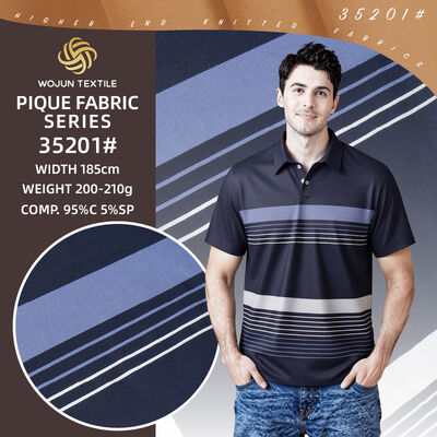 Καλή τιμή. Stoff aus gestreiftem Baumwoll-Piqué: 185 cm breit, dehnbar, für modernen Preppy-Stil σε απευθείας σύνδεση